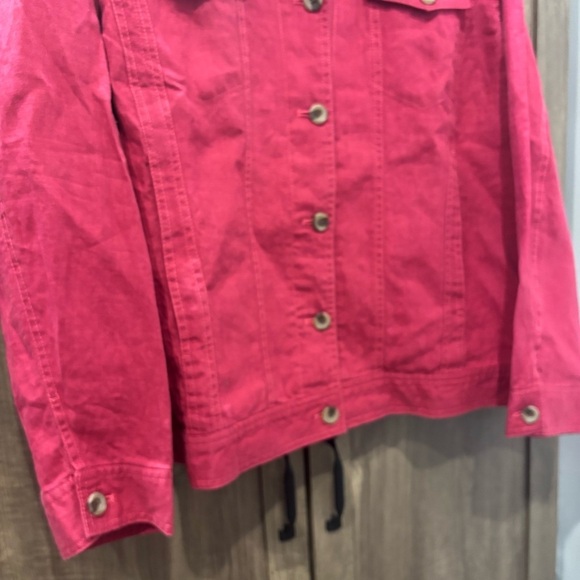 NWOT Coldwater Creek 2X Linen Jacket Denim Style Pink Button Front - Picture 6 of 12